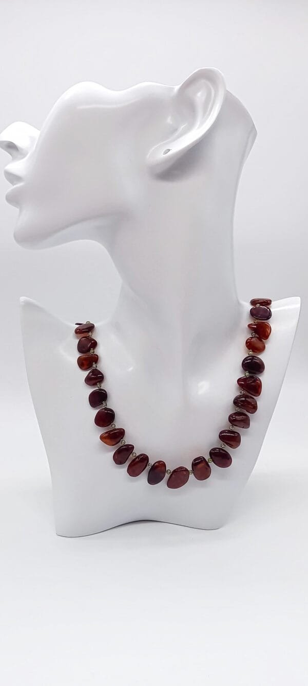 Collar de ámbar y circon natural