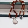 Collar de Ámbar Báltico, Cuarzo rosa y Hematite colgante Hecho a mano № 1